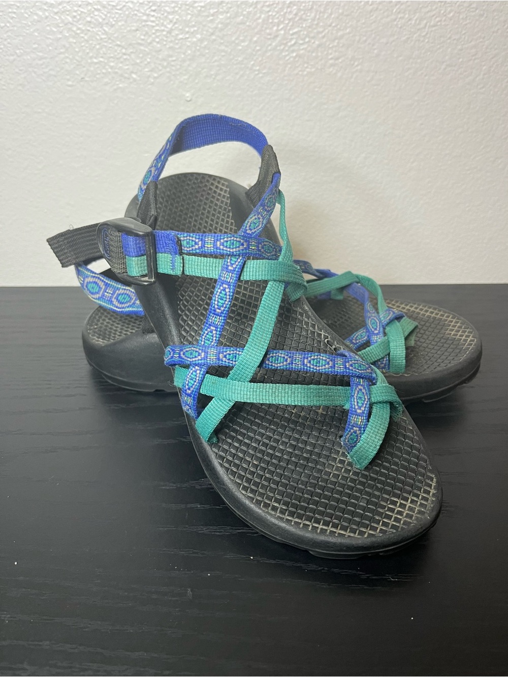 Chaco Women's Blue and Teal Strappy Outdoor Sandals